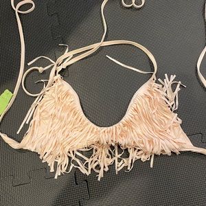 L*Space pale pink fringe bikini top